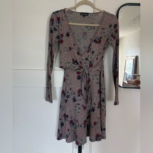 Sequin Hearts Multicolor Floral Long Sleeve Dress